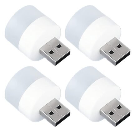 Plug in LED Night Light Mini USB LED Light Flexible USB LED Ambient Light Mini USB LED Light, LED Portable car Bulb, Indoor, Outdoor, Reading, Kitchen,Sleep (4 pcs)