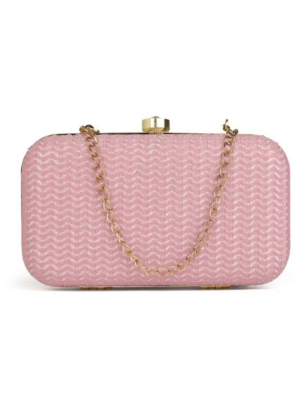 Pink & GoldEmbroidered Box Clutches For Girls and womens