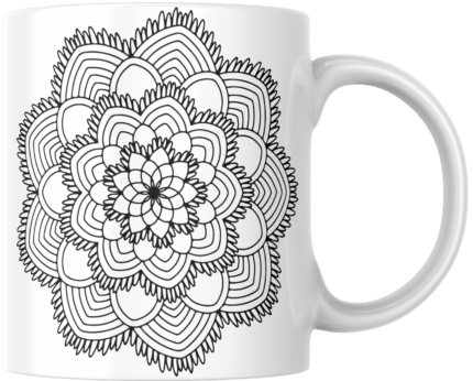 Mandala Printed Ceramic Mug | Coffee Mug | Tea Mug | Milk Mug | Designer Mug | 330 ml, Microwave & Dishwasher Safe | Mug for Kids | Mug for Friend, Birthday Gift